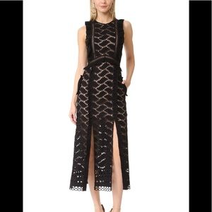 Self Portrait Suede Cutwork Midi Dress sz 4